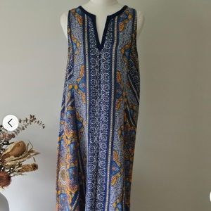 Like New Tommy Bahama blue and yellow printed maxi dress. Medium